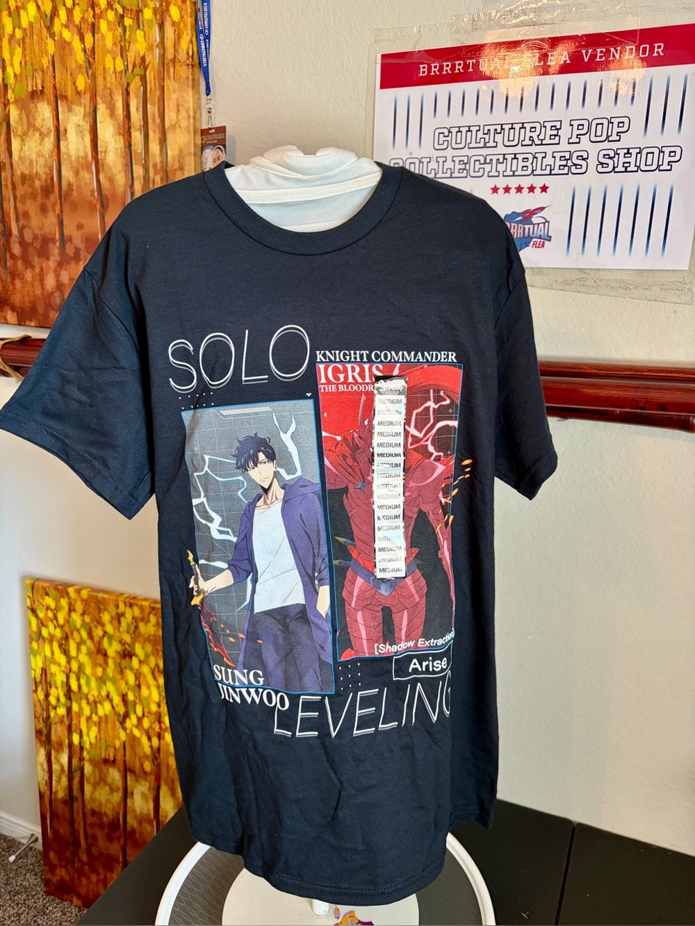 Solo Leveling Sung Jin-Woo Anime Graphic T-Shirt Black Mens Medium Streetwear
